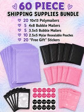 60-Piece poly/Bubble/mylar Shipping Supplies Bundle